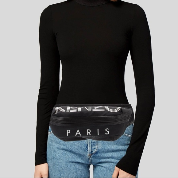 KENZO BUM BAG FANNY PACK WAIST BELT BAG WHITE TWO COMPARTMENT SPORT LOGO - Picture 7 of 10